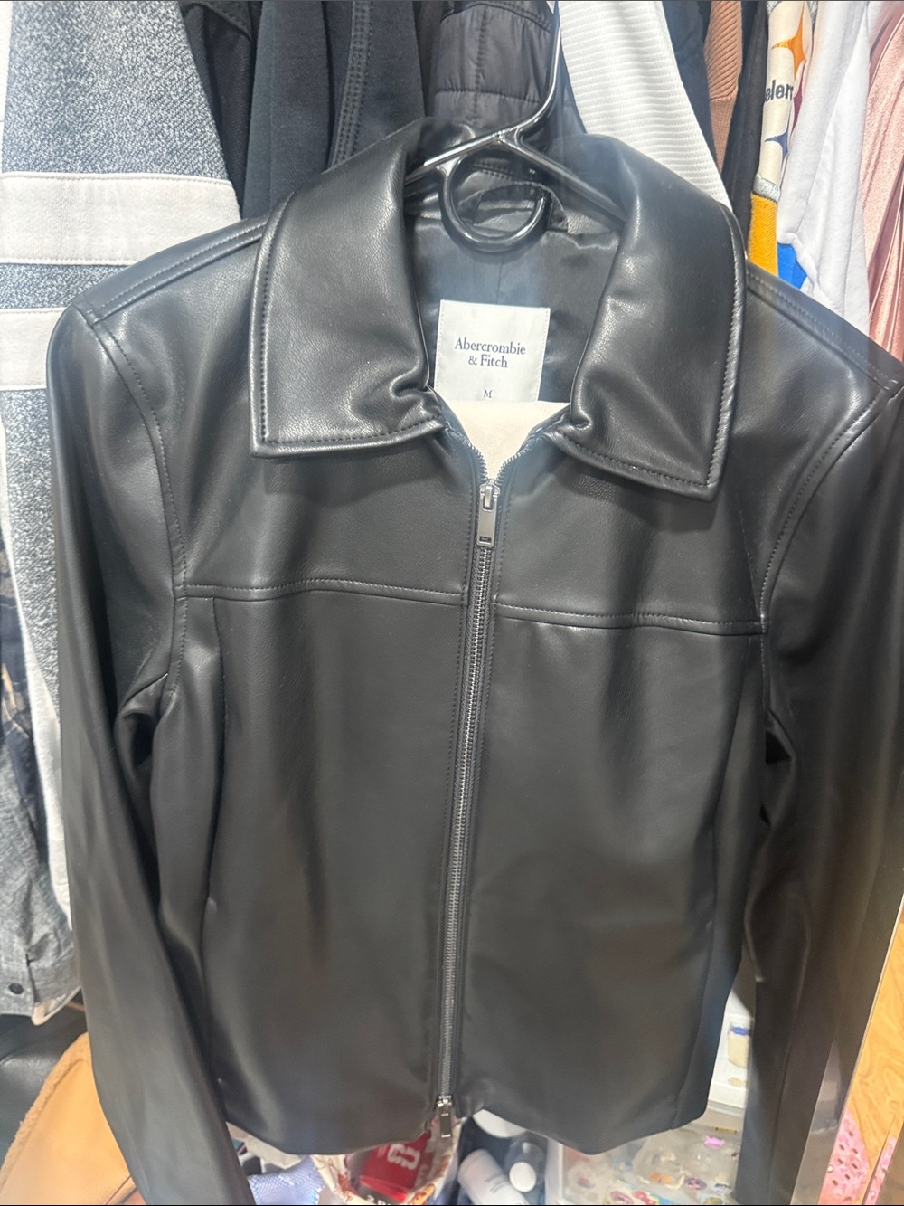 Abercrombie & Fitch Black Faux Leather Bomber